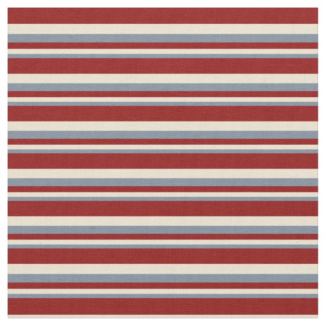 Light Slate Grey, Beige, and Dark Red Lines Fabric (Close Up)