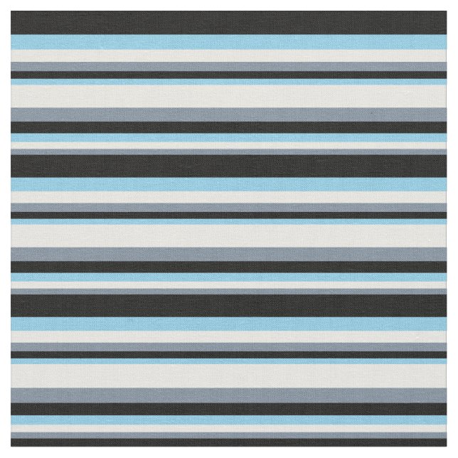 Light Slate Grey, Mint Cream, Sky Blue & Black Fabric (Close Up)