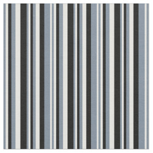 Light Slate Grey, White & Black Coloured Stripes Fabric