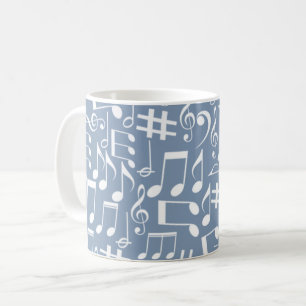 Light Smokey Blue w Dancing Music Notes Coffee Mug