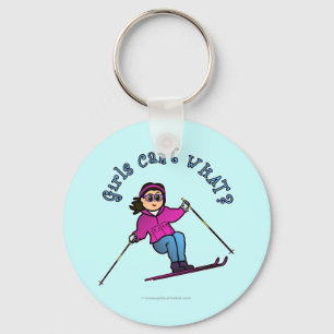 Light Snow Skier Key Ring