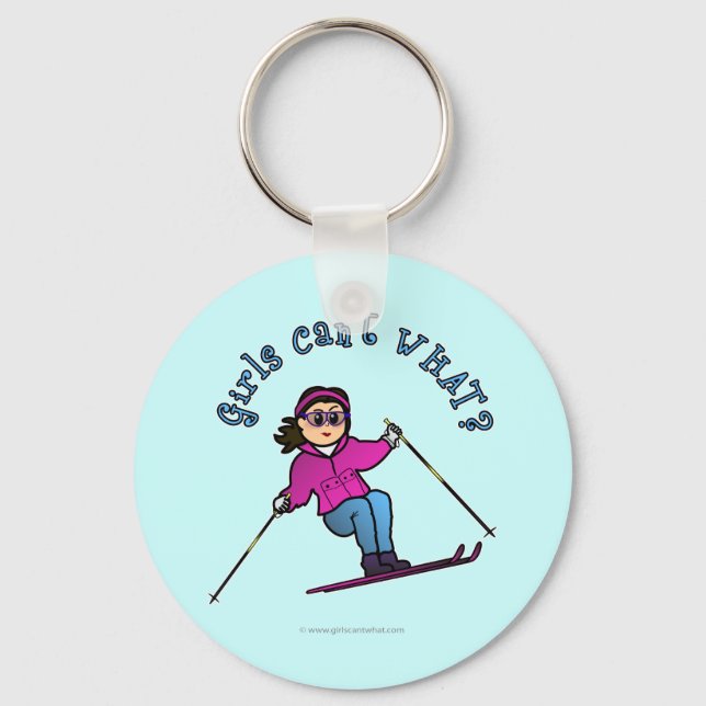Light Snow Skier Key Ring (Front)