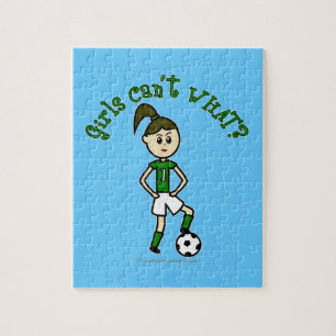 Light Soccer Girl in Green Uniform Jigsaw Puzzle