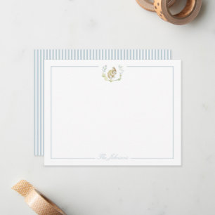 Light Soft Blue with Bunny Personalised Stationery Card