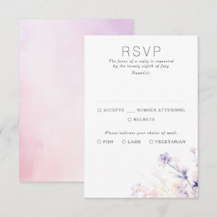 Light Soft Floral Purple Wedding RSVP Cards