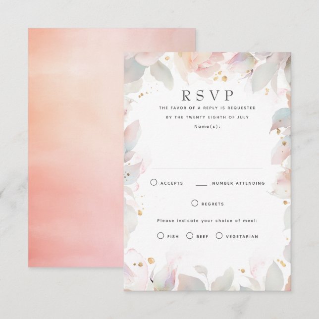 Light Soft Floral Wedding RSVP Cards (Front/Back)