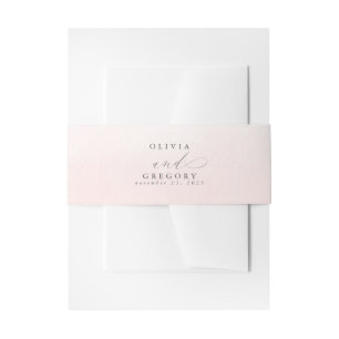 Light Soft Pastel Pink Watercolor Wash Wedding Invitation Belly Band