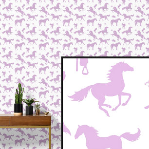 Light Soft Pink Mauve Horse Theme Wallpaper