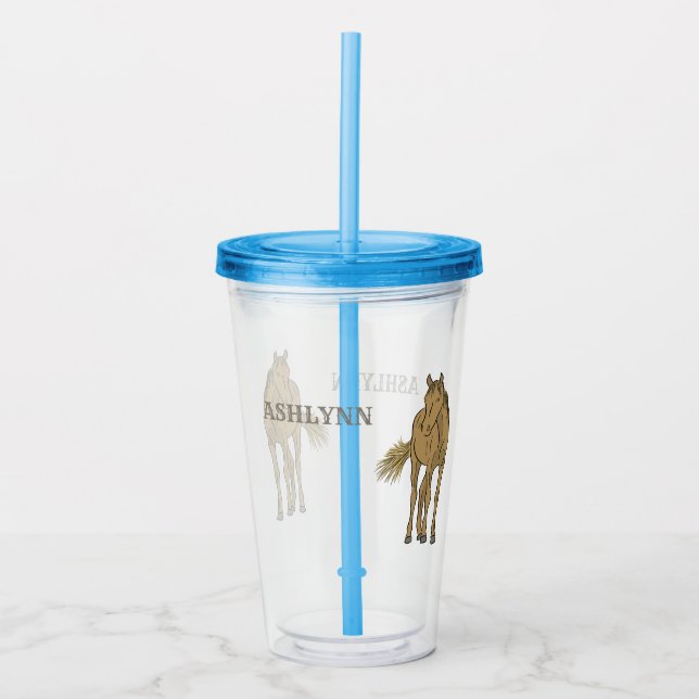 Light Sorrel Brown Horse Realistic Illustration Acrylic Tumbler (Front)