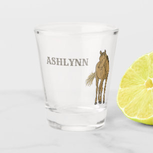 Light Sorrel Brown Horse Realistic Illustration Shot Glass