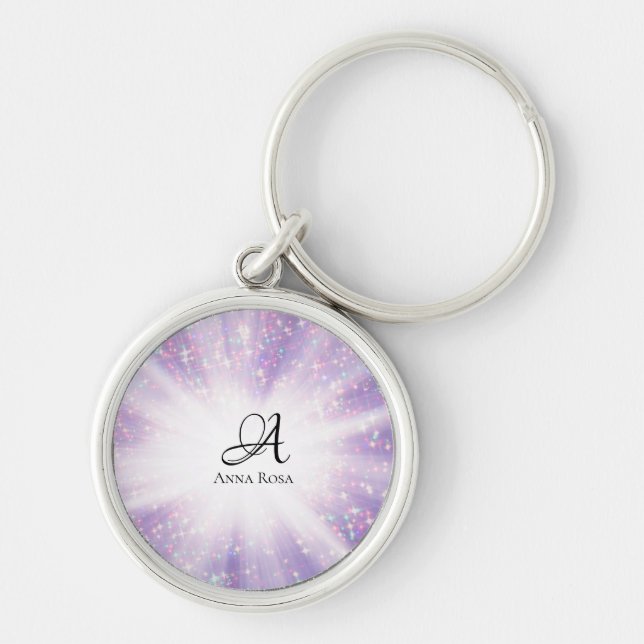*~* Light Sparkle Burst Monogram Key Ring (Front)
