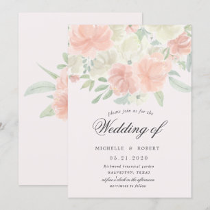 light spring floral pastel wedding invitation