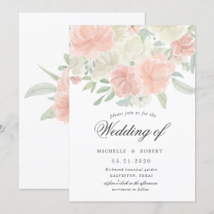 light spring floral pastel wedding invitation