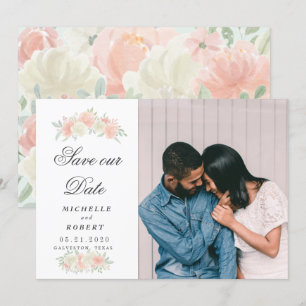 light spring floral Photo Save The Date Invitation