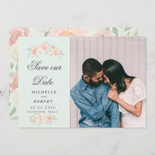 light spring floral Photo Save The Date Invitation