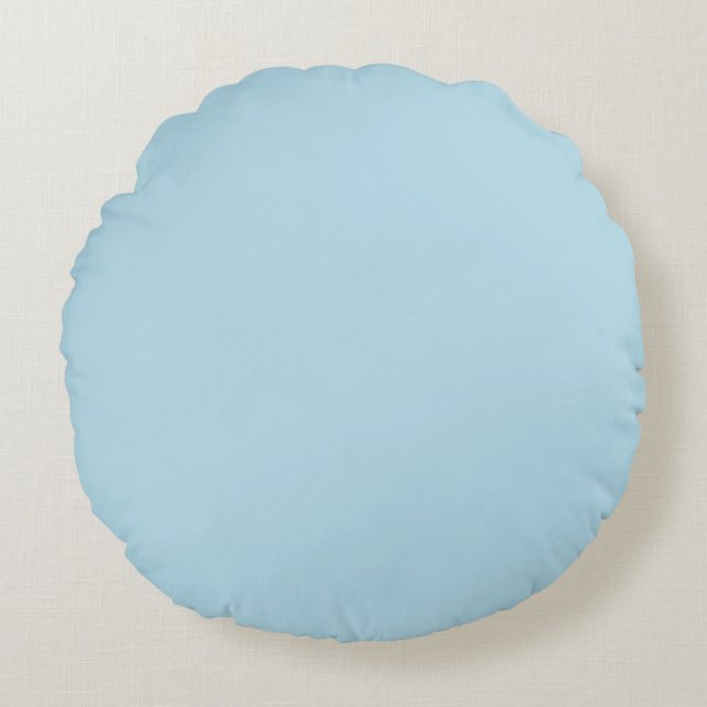 Light Spun Sugar Blue, Solid Colour Pastel Blue Round Cushion (Front)
