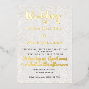 Light Stone Tan Wedding Foil Invitation