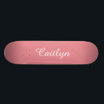 Light Strawberry Pink Customisable Skateboard<br><div class="desc">This design features customisable white text with a light strawberry pink background.  Personalise with your name or any other text of your choice.</div>