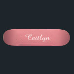 Light Strawberry Pink Customisable Skateboard<br><div class="desc">This design features customisable white text with a light strawberry pink background.  Personalise with your name or any other text of your choice.</div>