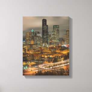 Light streaks from cars at night canvas print