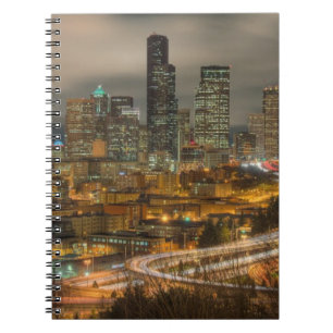 Light streaks from cars at night notebook