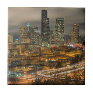 Light streaks from cars at night tile