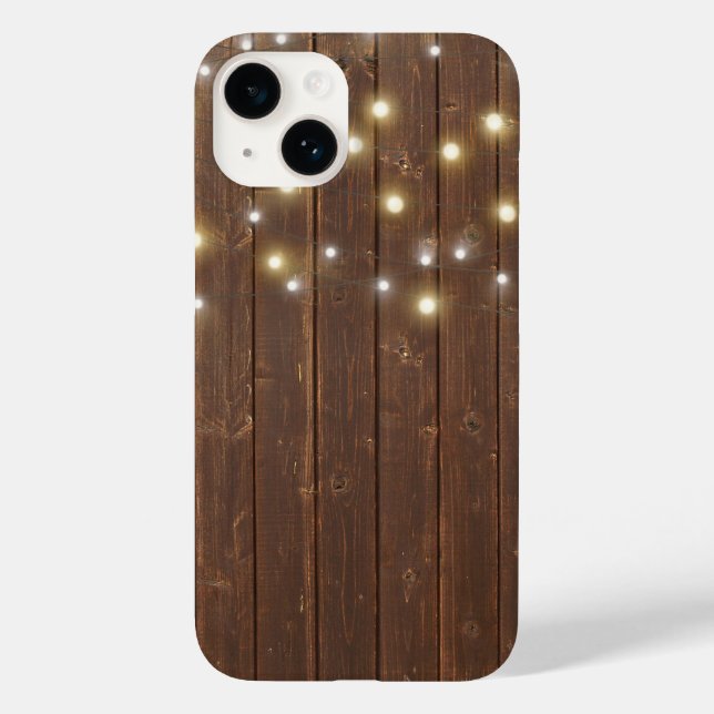 Light String on Oak Wood Case-Mate iPhone Case (Back)