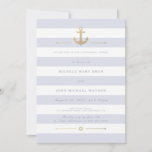 Light Striped Nautical Rehearsal Dinner Invite (Front)