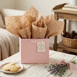 Light Summer Pink Dots On Faux Rustic Brown Kraft Tissue Paper