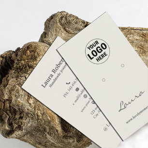 Light Tan Add Your Logo Earring Display Business Card