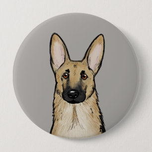 Light Tan and Black German Shepherd Dog Pet Art 10 Cm Round Badge