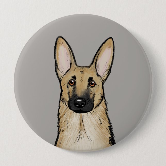 Light Tan and Black German Shepherd Dog | Pet Art 10 Cm Round Badge (Front)