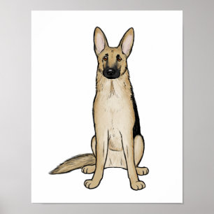 Light Tan and Black German Shepherd Dog   Pet Art Poster