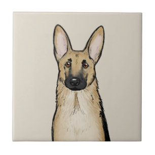 Light Tan and Black German Shepherd Dog   Pet Art Tile