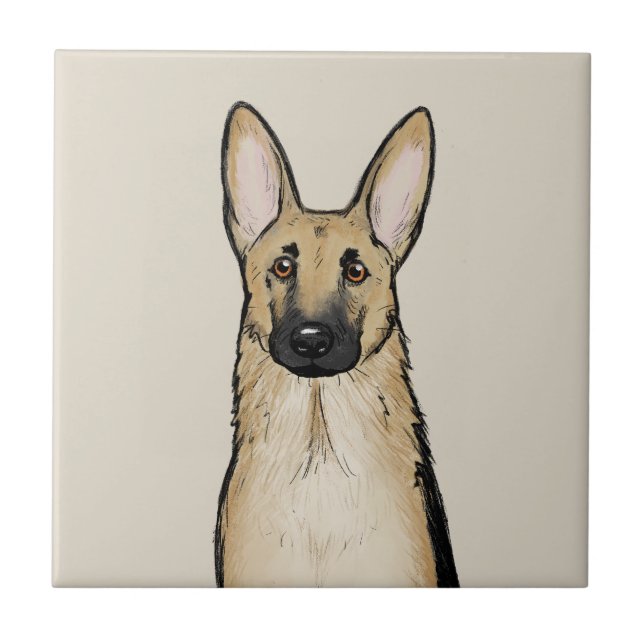 Light Tan and Black German Shepherd Dog | Pet Art Tile (Front)