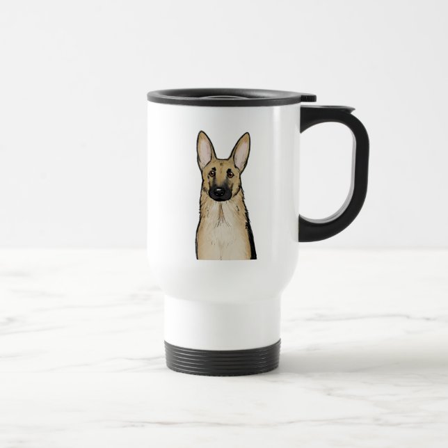 Light Tan and Black German Shepherd Dog | Pet Art Travel Mug (Right)