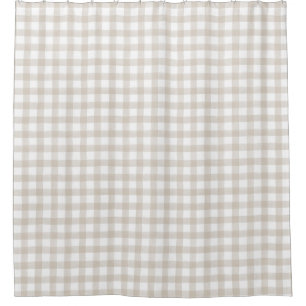 Light Tan Beige English Country Check Plaid Shower Curtain