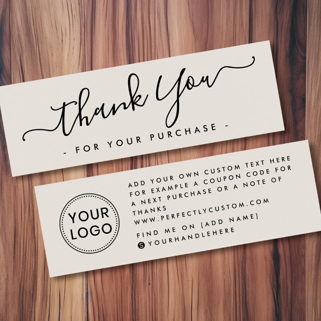 Light tan business logo thank you insert card (Light tan business logo thank you insert card)