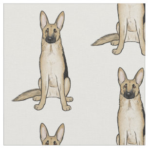 Light Tan German Shepherd Dogs Pattern   Pet Art Fabric