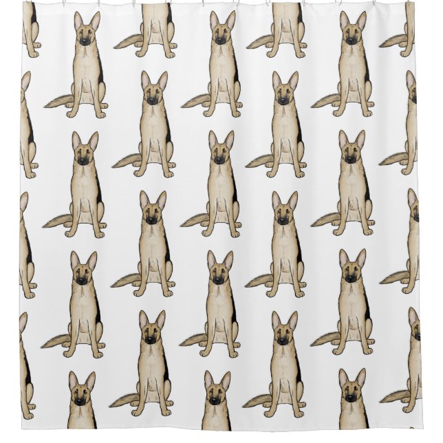 Light Tan German Shepherd Dogs Pattern Shower Curtain (Front)