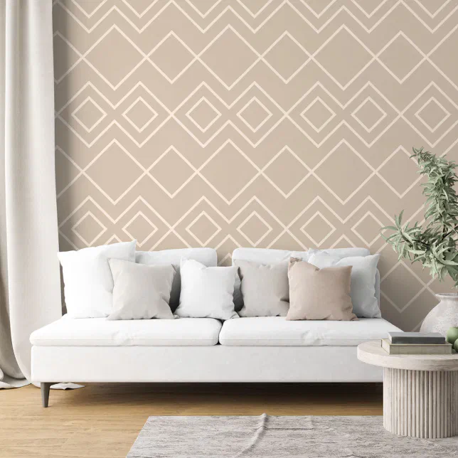 Light Taupe Beige Greige Ivory Squares Art Wallpaper | Zazzle