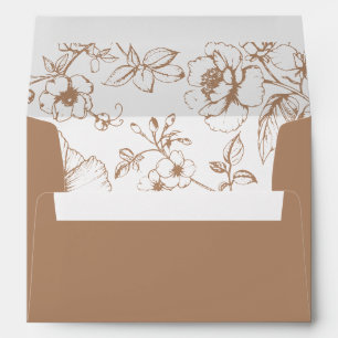 Light Taupe Elegant Calligraphy Floral Wedding Envelope