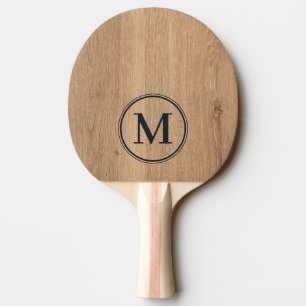 Light Teak Wood Monogram Ping Pong Paddle