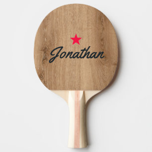Light Teak Wood Vintage Star Signature Ping Pong Paddle