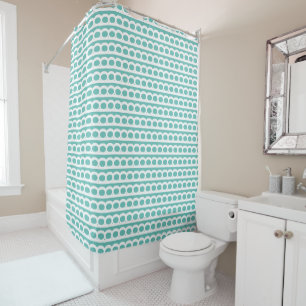 Light Teal and white Modern bubble Waves Shower Curtain