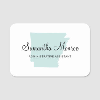 Light Teal Arkansas Name Tag