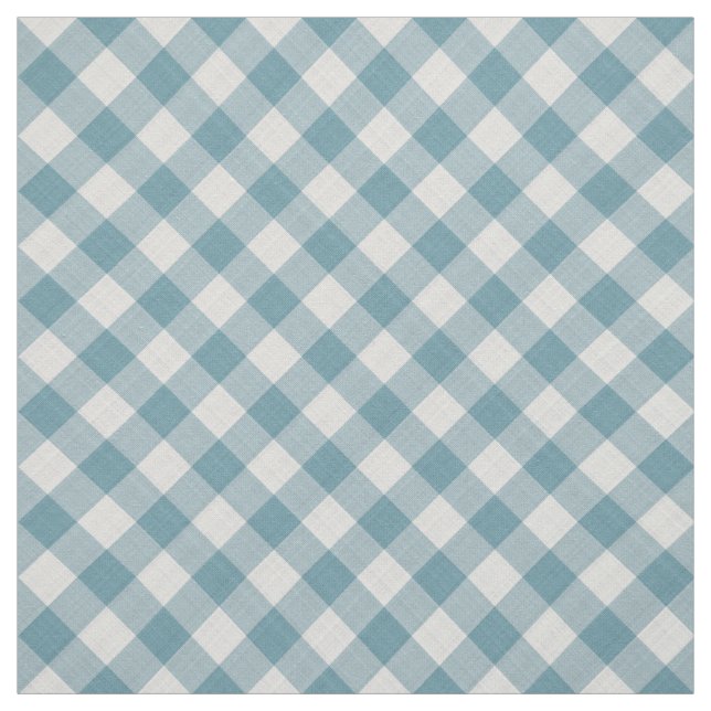 Light Teal Blue Country Cottage Plaid Pattern Fabric (Swatch)