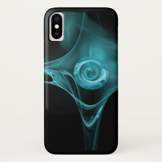 LIGHT TEAL BLUE FRACTAL ROSE Case-Mate iPhone CASE (Back)