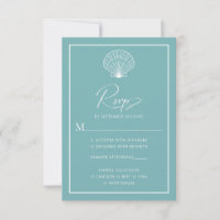 Light Teal Blue Seashell Beach Wedding Elegant
