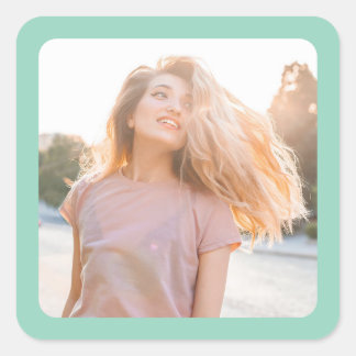Light Teal Border Photo Square Sticker